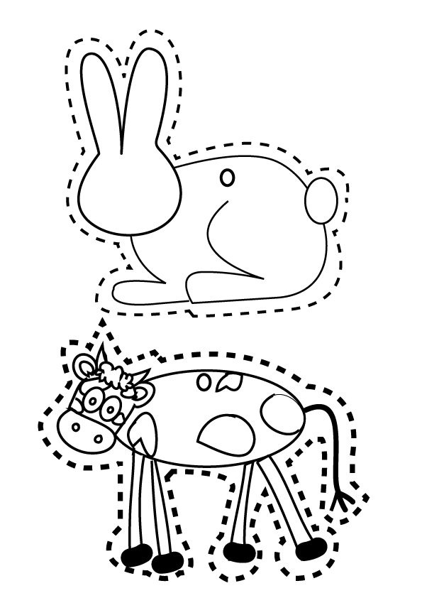 cow and rabbit print and cut template